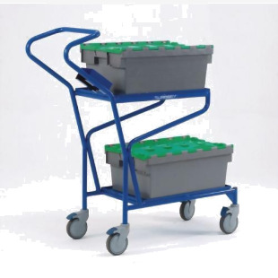 Slingsby order picking trolley with solid shelves 321870