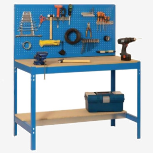 Boltless steel workbench with backboard 401243