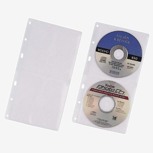 Durable CD/DVD Punched Pocket Wallet Sleeve for 2 Discs - 5 Pack - Clear 520319