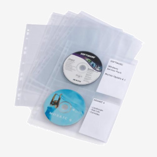 Durable CD/DVD Pockets - 2 Sided Wallet Index for 4 Disks - 10 Pack - A4 Clear 523819