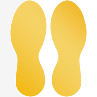 Durable Adhesive Feet Floor Sign Safety Foot Stickers - 5 Pairs - Yellow 104704