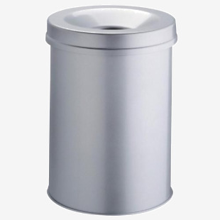 Durable Fire Extinguishing Metal Waste Bin - TUV Certified - 30L - Grey 330610