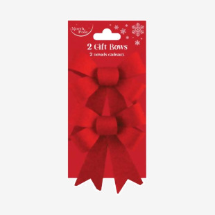 Eurowrap 2 Glitter Bows Red 13x14.5cm (6 Pack) X-25470-BC EU56972