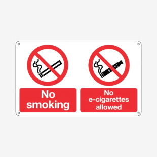 Signs and Labels No Smoking and No E-Cigarettes Sign Self Adhesive 150x300mm EL005KSAV SR21265