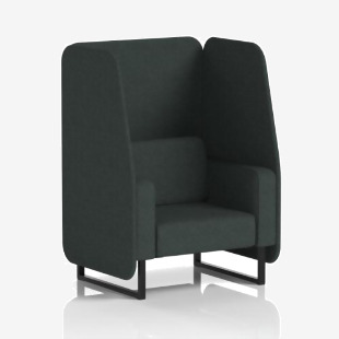 Brixworth 1 Seater Open Booth With Black Legs In Rivet Fabric - Charcoal Panels And Sofa SF001953