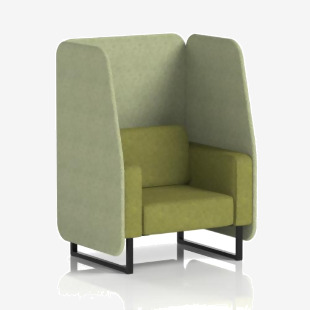 Brixworth 1 Seater Open Booth With Black Legs In Rivet Fabric - Burnish Panels And Olive Sofa SF001982