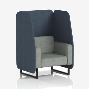 Brixworth 1 Seater Open Booth With Black Legs In Rivet Fabric - Crucible Panels And Prime Sofa SF001984