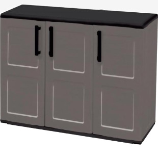 Utility Cupboard; 3 Doors; 1 Shelf; Two Tone Grey CLT084T