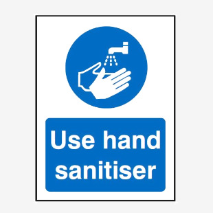 SECO use hand sanitiser self adhesive vinyl, with peel and stick backing 150 x 200