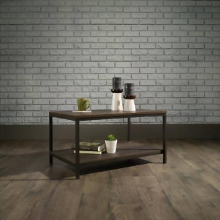 Teknik Office Industrial Style Coffee Table Smoked Oak EffectSmoked Oak Effect Durable Black Metal Frame Open Shelving