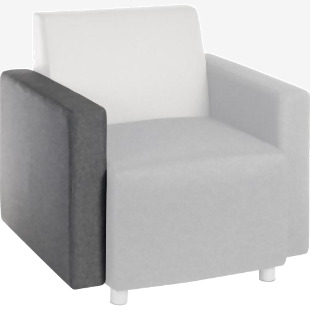 Teknik Office Cube Modular Reception chair arm in Grey fabric interchangeable for left or right hand 6971