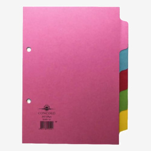 Concord Divider 5-Part A5 160gsm Pastel Colours 70599J5 JT705991