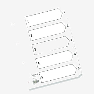 Concord Reinforced Index 1-5 A5 White Board Mylar Tabs 07001CS70 JTCS70