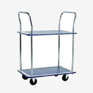 Barton Silver and Blue 2 Shelf Trolley with Chrome Handles PST2 MJ32117