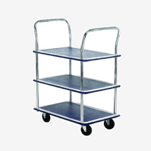 Barton Silver and Blue 3 Shelf Trolley with Chrome Handles PST3 MJ32118