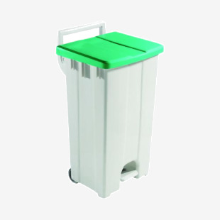 Grey 90 Litre Plastic Pedal Bin with Green Lid 357005 SBY16302