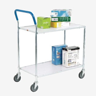 Metallic Grey and White Zinc Plated 2 Tier Service Trolley 375424 SBY21095