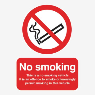 Safety Sign This is a No Smoking Vehicle 100x75mm Self-Adhesive PH05104S SR11176