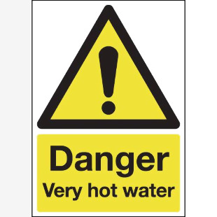 Safety Sign Danger Very Hot Water 75x50mm PVC HA17343R SR11194