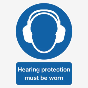 Safety Sign Hearing Protection Must be Worn A4 PVC MA01950R SR11234