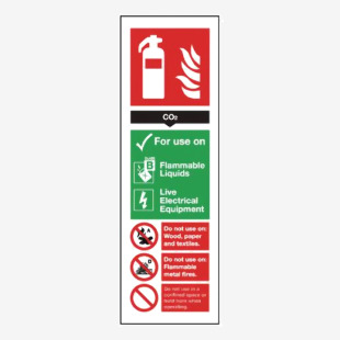 Safety Sign Carbon Dioxide Fire Extinguisher 300x100mm Self-Adhesive F203S SR71138