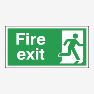 Safety Sign Fire Exit Running Man Right 150x300mm Self-Adhesive E98AS SR71188