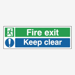 Safety Sign Fire Exit Keep Clear 150x450mm Self-Adhesive EC08SS SR71733