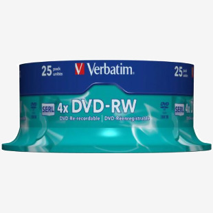 Verbatim DVD-RW 4x Non-Printable 4x 4.7GB (Pack of 25) 43639 VM36393