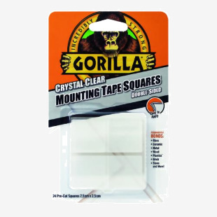 Gorilla Mounting Tape Squares Clear (24 Pack) 3044111 GG00608