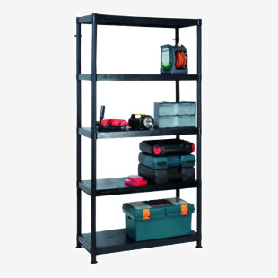 Barton 5 Tier Plastic Shelving 1840x900x400mm Black G09045 GA06953