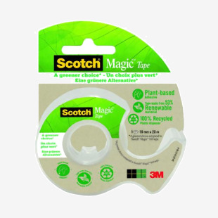 Scotch Magic Tape 19nmx20m Single Roll wRecycled Dispenser 7100082821 3M98245