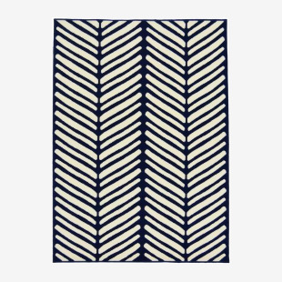 Zig Zag Geo Hardwearing Mat - Navy - Med