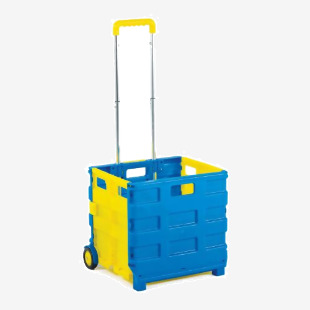 Proplaz Folding Box Truck Fixed Wheels Plastic 25kg Blue/Yellow GI040Y