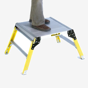 Climb-It Glass Fibre Leg Platform 2 Tread 150kg Silver/Yellow APJ04Z