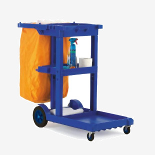 Janitorial Cleaning Trolley Fixed/Swivel Wheel/Castors Plastic/PVC 100kg Blue/Yellow HI308Y