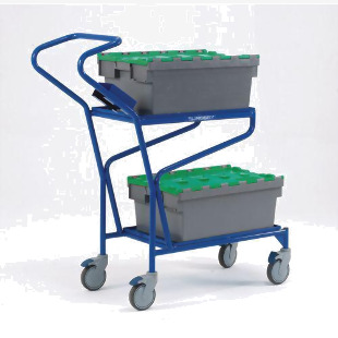 Slingsby order picking trolley with solid shelves 321870