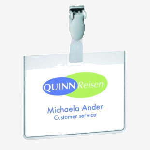 Durable Security Name Badge 60x90mm with Plastic Clip Includes Blank Insert Cards Transparent (Pack 25) - 814319 11132DR