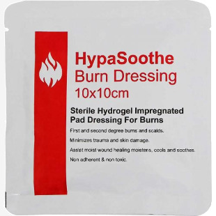 HypaSoothe Burn Dressing 10 x 10cm Sterile Hydrogel Impregnated Pad Dressing - D8160 13649FA