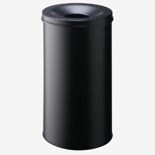 Durable SAFE Metal Waste Bin 60 Litre Capacity with Self-Extinguishing Lid for Fire Safety Black - 330701 13852DR