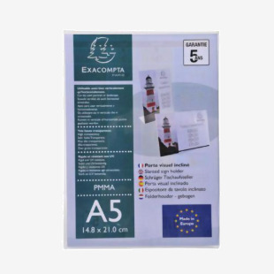 Exacompta Slanted Sign Holder Portrait A5 Clear Acrylic 85058D 15110EX