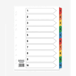 ValueX Index 1-10 A4 Card White 150gsm with Coloured Mylar Tabs - 80043DENT 85156PG