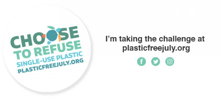 Choose to Refuse Single Use Plastic Badge on White Background 