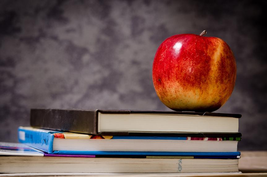 Pile of Books with an Apple on the Top 