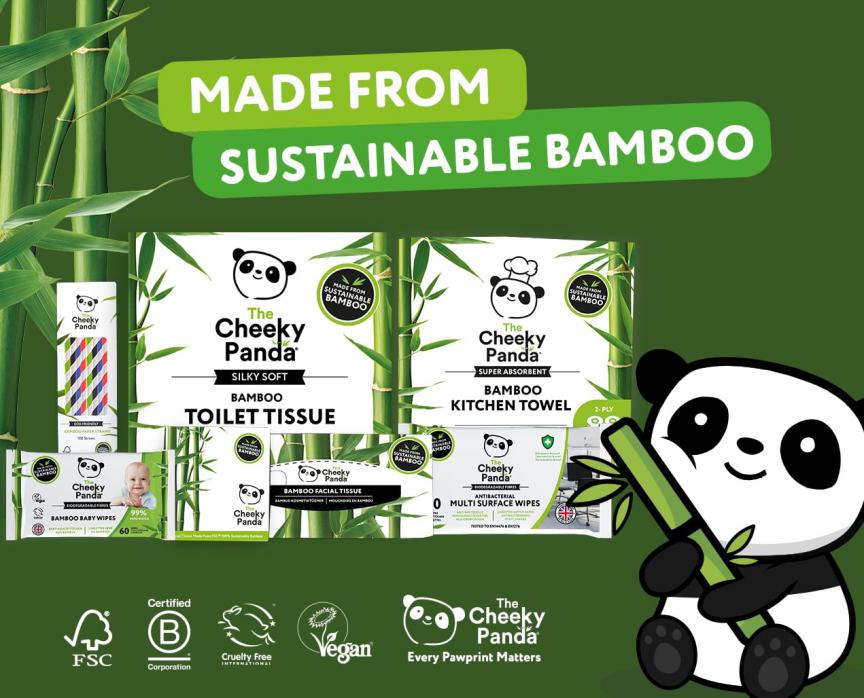 Graphic from The Cheeky Panda featuring their range of products. 